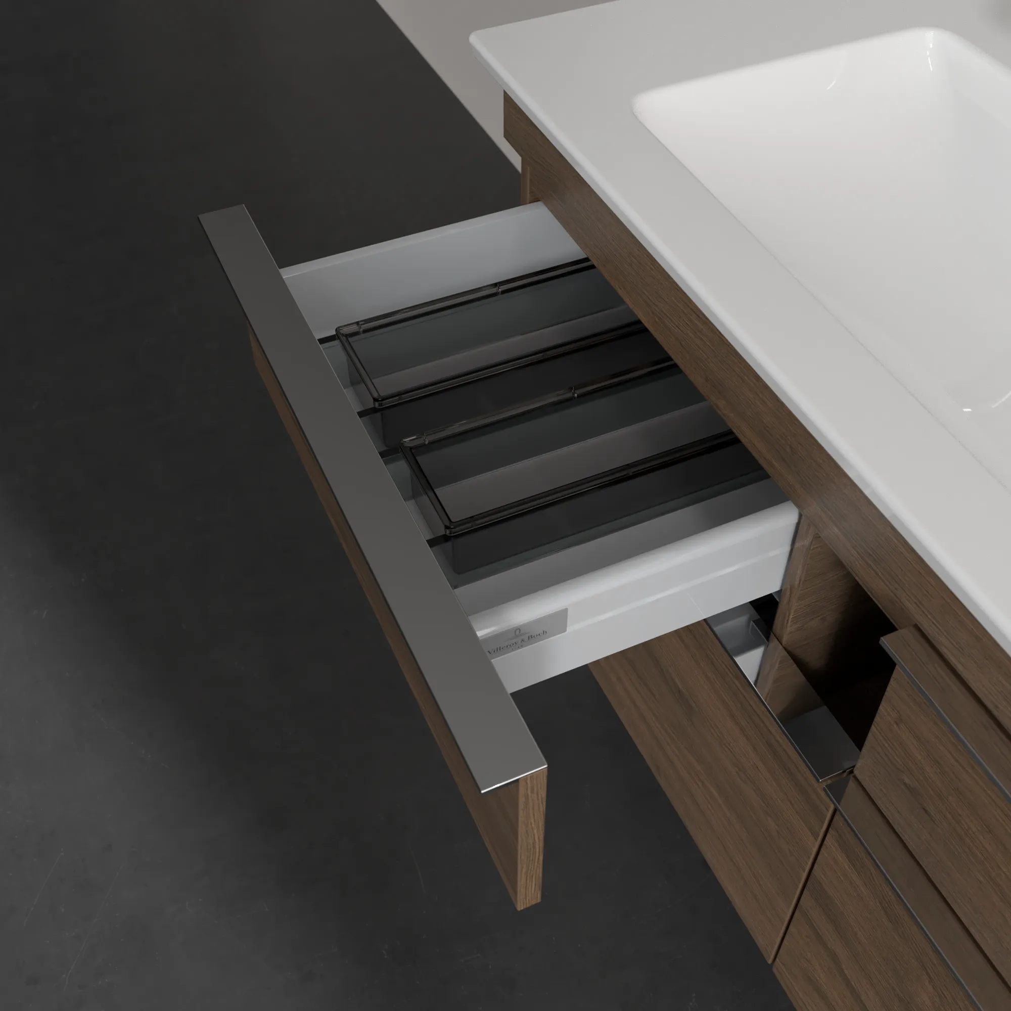 Villeroy & Boch Waschtischunterschrank „Venticello“ für Schrank-Doppelwaschtisch 1153 × 590 × 502 mm Arizona Oak, für Becken mittig