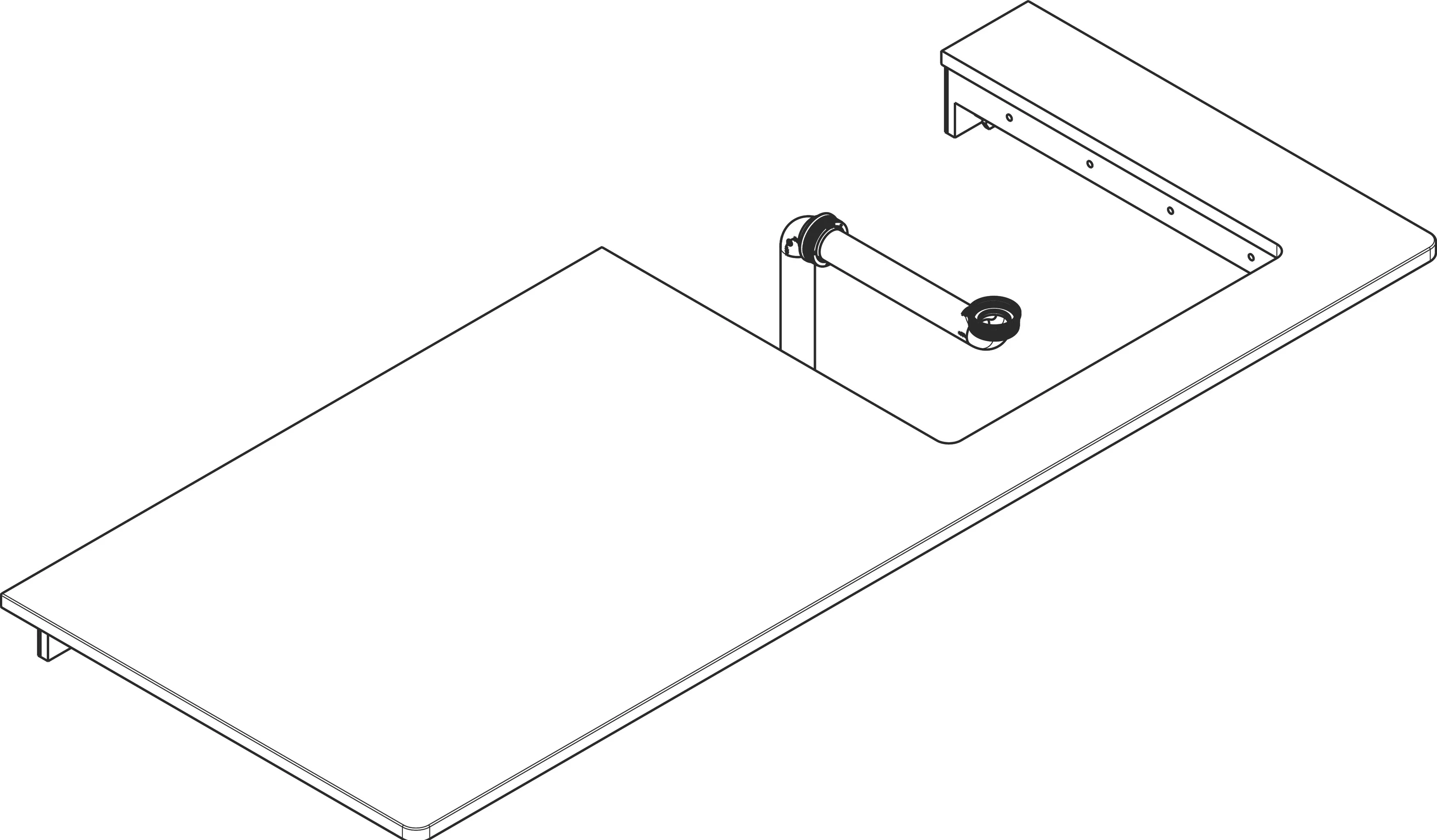 Hansgrohe Xelu Q Konsole, weiß hochglanz, 1360 x 540 mm, mit Ausschnitt rechts für Aufsatzwaschtisch geschliffen 500 x 480 mm