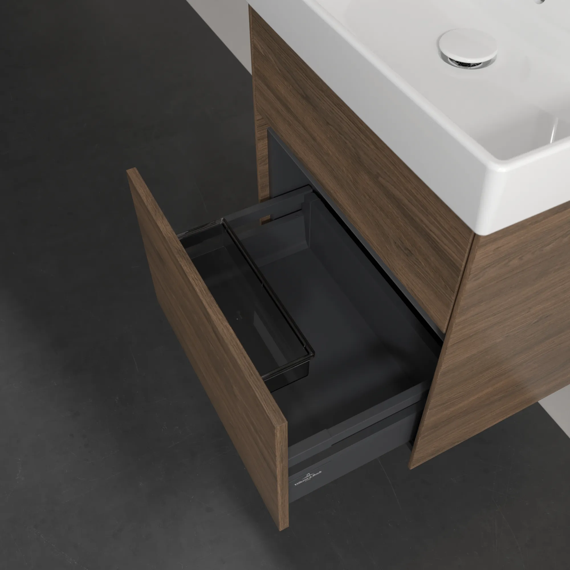 Villeroy & Boch Waschbeckenunterschrank Collaro C00700 Arizona Oak, 510x414 mm, Höhe 546 mm, mit SoftClosing und integrierten Aluminiumgriffen Villeroy & Boch Waschbeckenunterschrank Collaro C00700 Arizona Oak, 510x414 mm, Höhe 546 mm, mit SoftClosing und integrierten Aluminiumgriffen