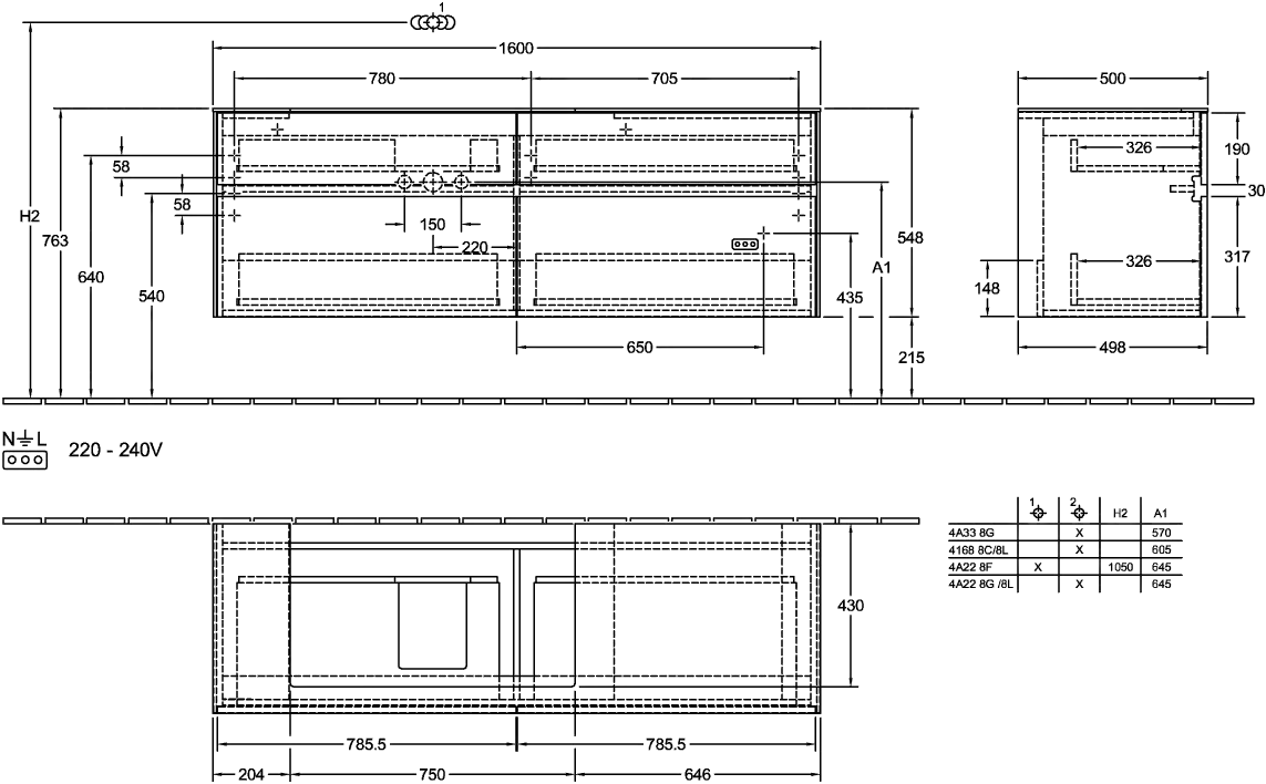 Villeroy & Boch Waschtischunterschrank „Collaro“ 1600 × 548 × 500 mm Marine Blue, mit Beleuchtung, für Becken links Villeroy & Boch Waschtischunterschrank „Collaro“ 1600 × 548 × 500 mm Marine Blue, mit Beleuchtung, für Becken links