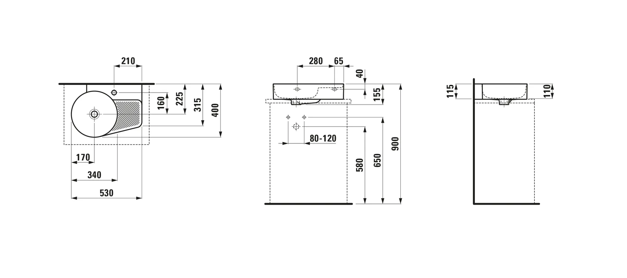 Waschbecken „VAL“, Hahnlochposition rechts in Graphit (matt) Waschbecken „VAL“, Hahnlochposition rechts in Graphit (matt)