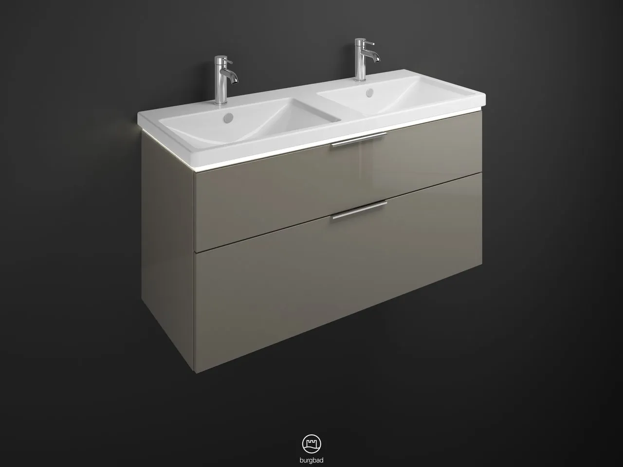 burgbad Badmöbelset Keramik-Waschtisch inkl. Waschtischunterschrank „Eqio“ 123 × 66,5 × 49 cm Griff, Schwarz Matt (230 mm), in Eiche Dekor Caramel burgbad Badmöbelset Keramik-Waschtisch inkl. Waschtischunterschrank „Eqio“ 123 × 66,5 × 49 cm Griff, Schwarz Matt (230 mm), in Eiche Dekor Caramel
