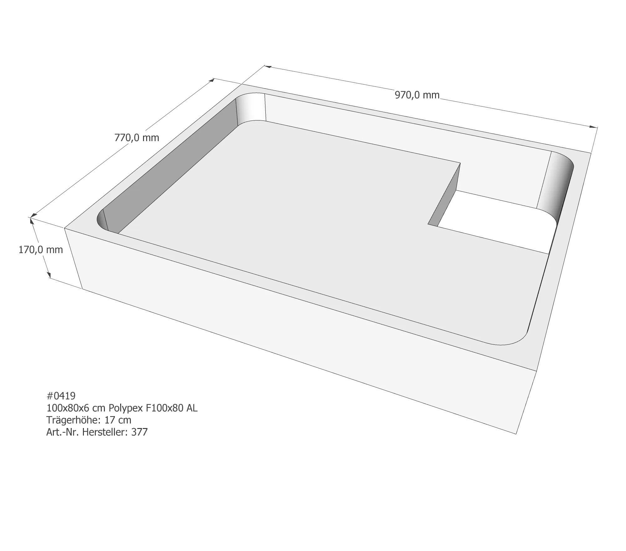 Duschwannenträger für Polypex F100×80 100 × 80 × 6 cm Duschwannenträger für Polypex F100×80 100 × 80 × 6 cm