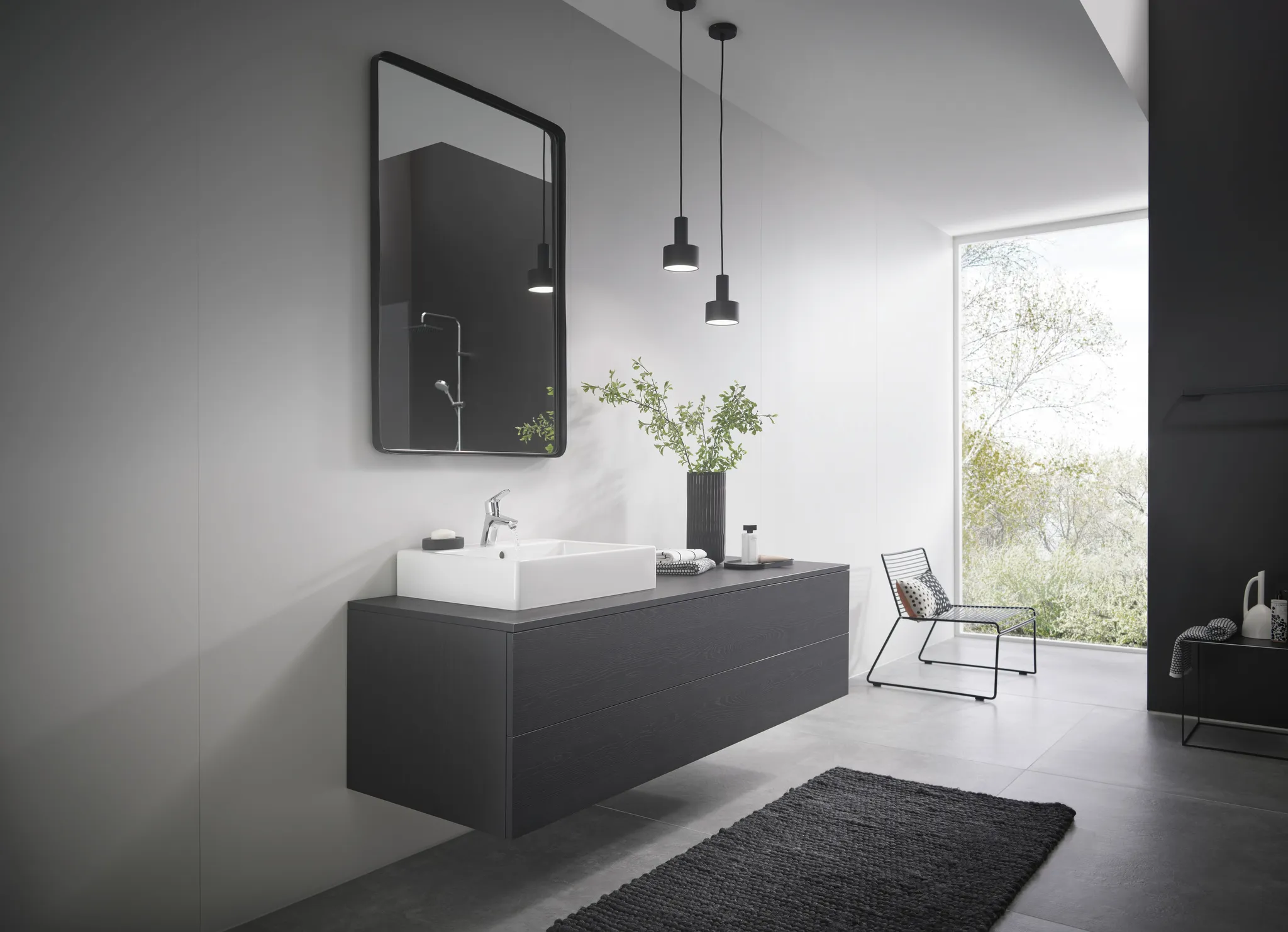 Waschtischmischer Focus 70 mit Push-Open Ablaufgarnitur chrom