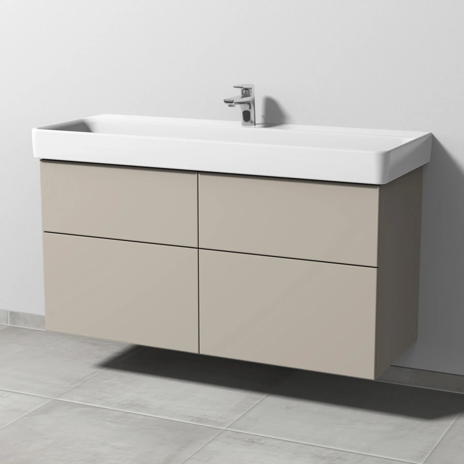 Sanipa Waschtischunterschrank „3way“ passend zu Keramik-Waschtische Pro S von Laufen 1150 × 593 × 437 mm in Kaschmir (matt), Becken mittig