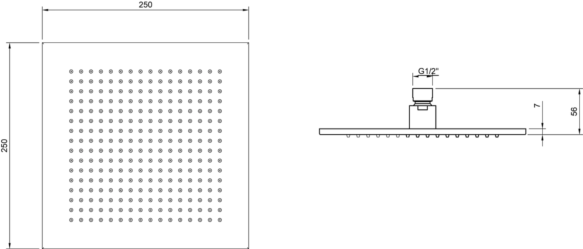 Duschkopf TVC00000200061, quadratisch 25 cm in Brushed Nickel Matt Duschkopf TVC00000200061, quadratisch 25 cm in Brushed Nickel Matt