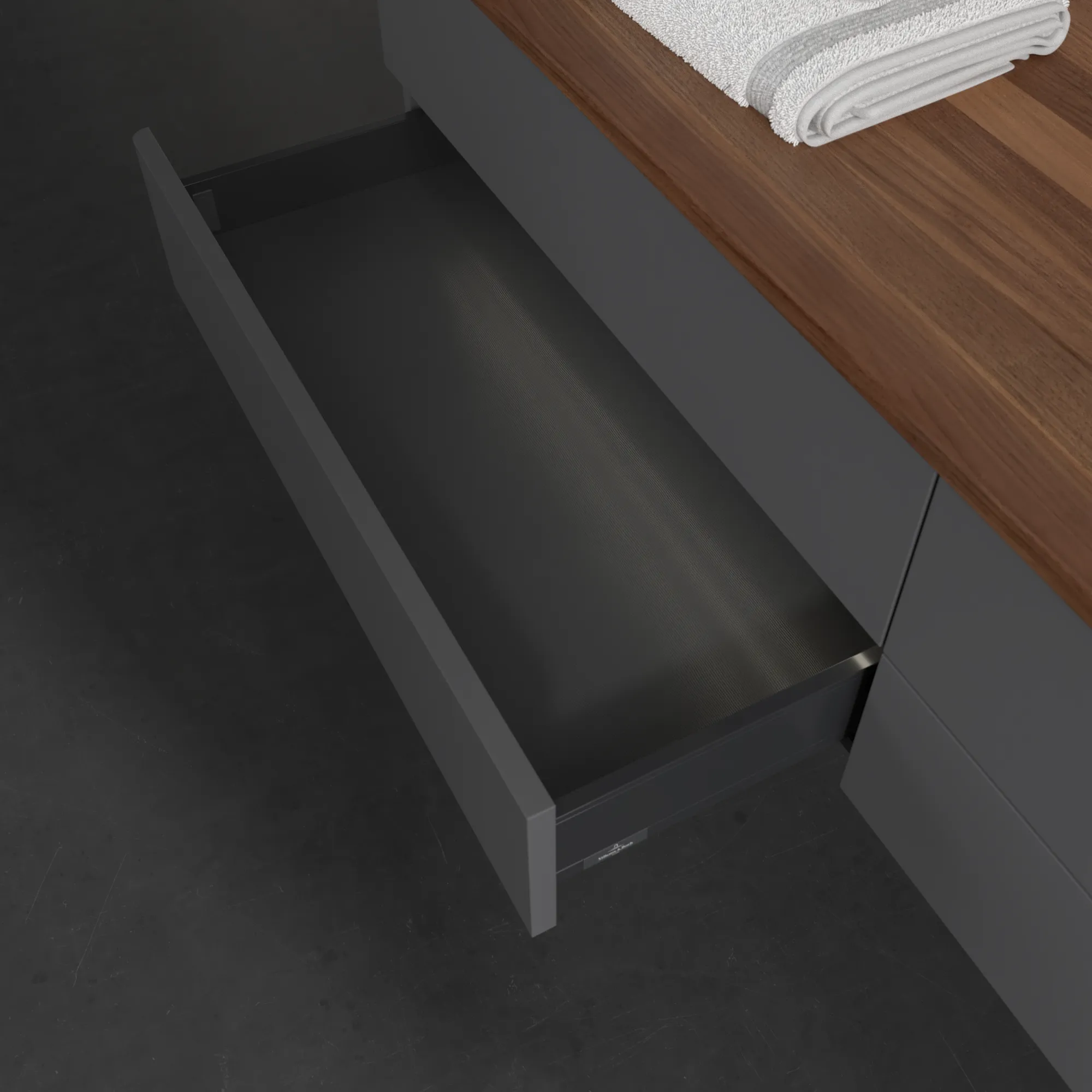 Villeroy & Boch Waschbeckenunterschrank Antao Anthracite Matt Lacquer 1600x360x500mm mit Beleuchtung und SoftClosing