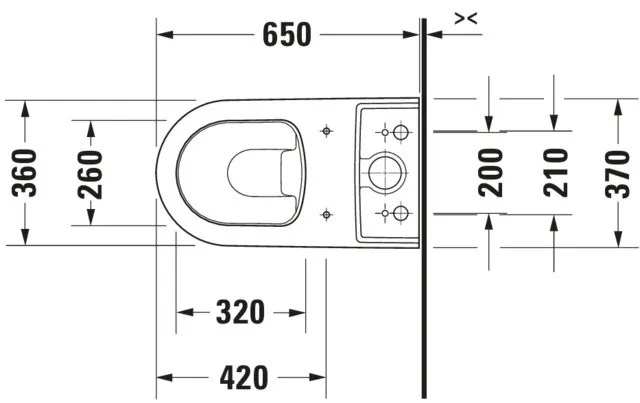 Stand-WC Kombi ME by Starck 650 mm Tiefspüler, fürSPK, Abg.vario, weiß Stand-WC Kombi ME by Starck 650 mm Tiefspüler, fürSPK, Abg.vario, weiß