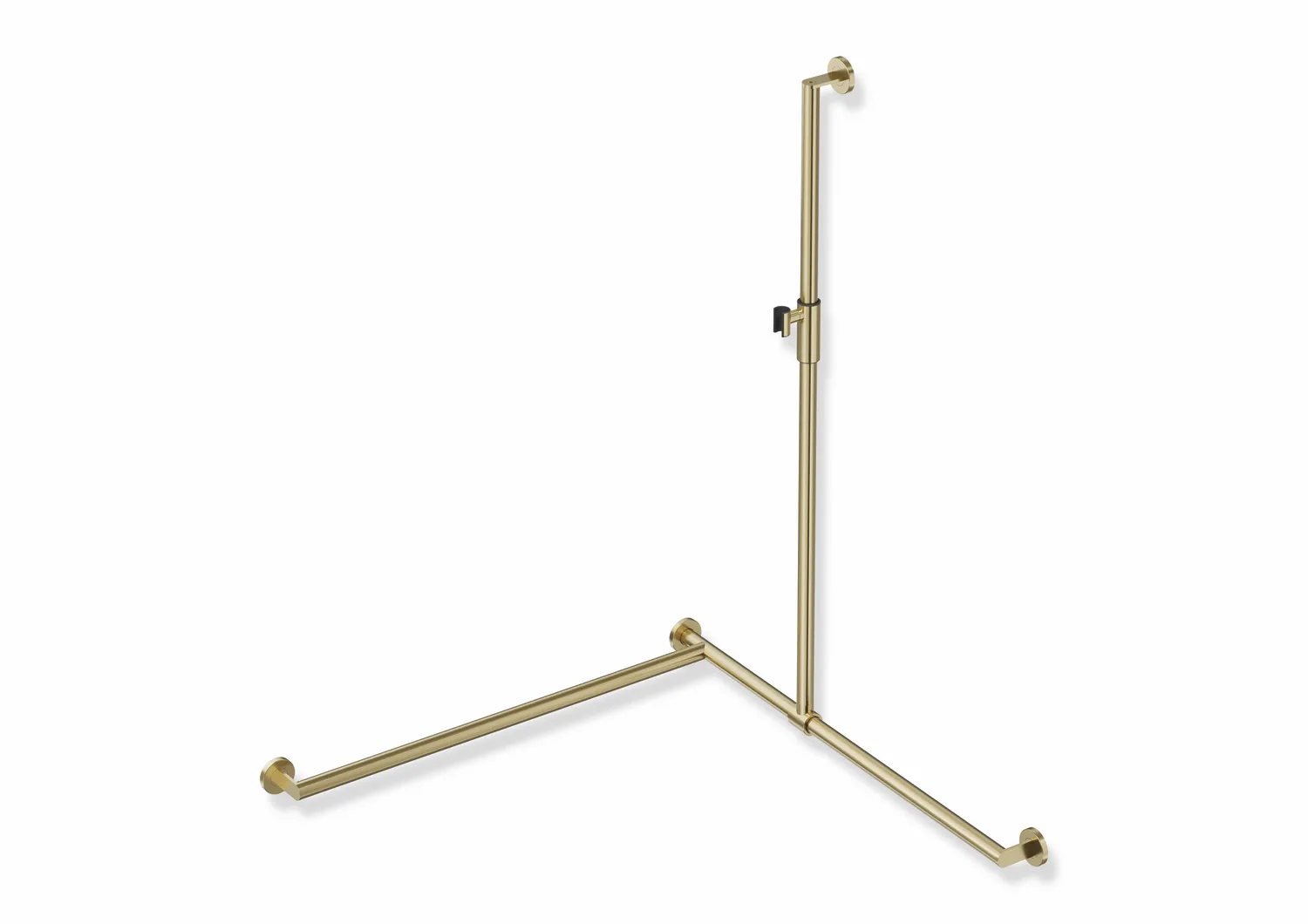 Duschhandlauf mit verschiebbarer Brausehalterstange, Edelstahl, PVD, mit magnetischem Brausehalter, senkrechte Länge 1250 mm, waagerechte Längen 965