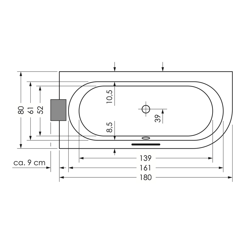 repaBAD Badewanne „Livorno Oval“ vorwand oval 1800 × 800 mm, Mittelablauf, rechts in Weiß repaBAD Badewanne „Livorno Oval“ vorwand oval 1800 × 800 mm, Mittelablauf, rechts in Weiß