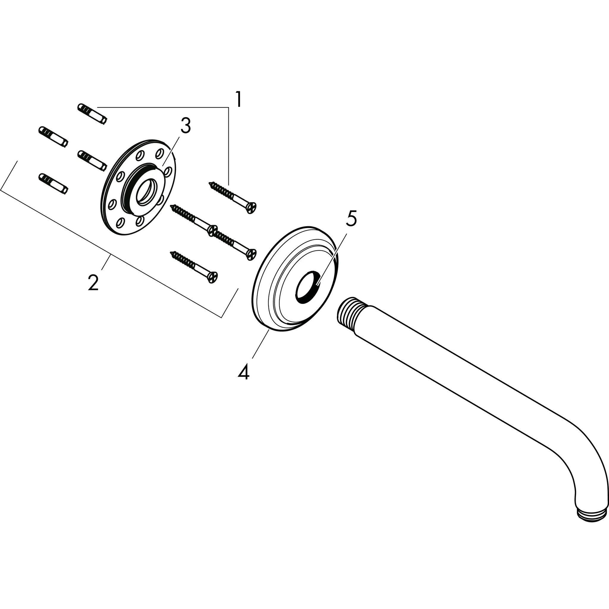 Brausearm DN15 389mm Ausladung Axor 90 Grad chrom ohne Kugelgelenk