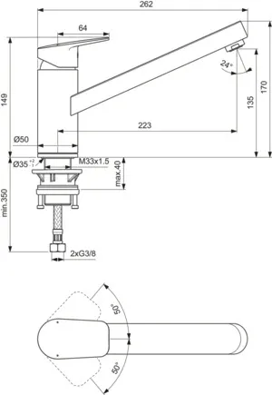 Küchenarmatur Ceraplan Ausladung 223mm Chrom