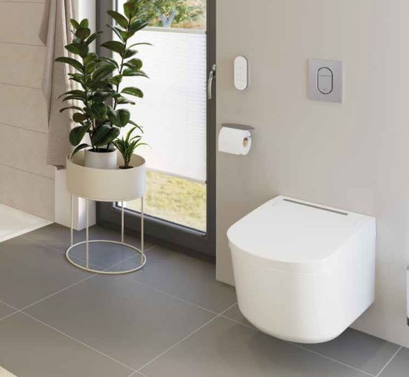 Dusch-WC Komplettanlage Sensia Pro 36508, für Unterputzspülkästen, Wandmontage, antibakterielle Glasur, Antihaft-Beschichtung, alpinweiß