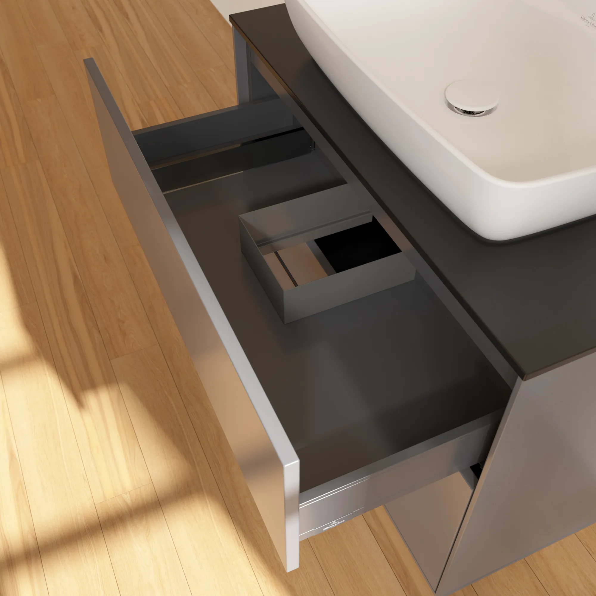 Villeroy & Boch Finion Waschbeckenunterschrank F75 800x603x501mm Anthracite Matt Lacquer / Glass Black Matt