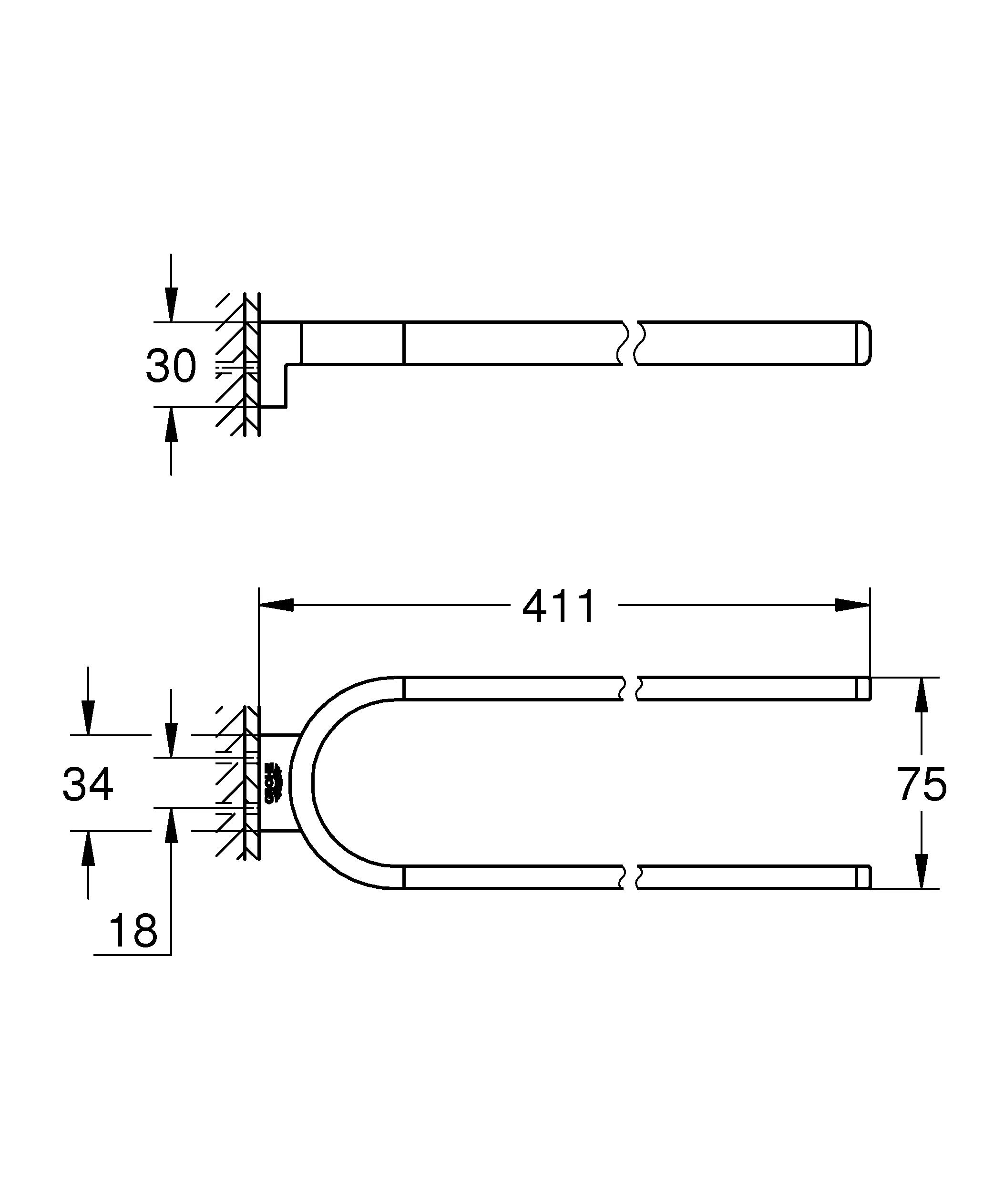 Handtuchhalter Selection 41059, 2-armig, nicht schwenkbar, chrom