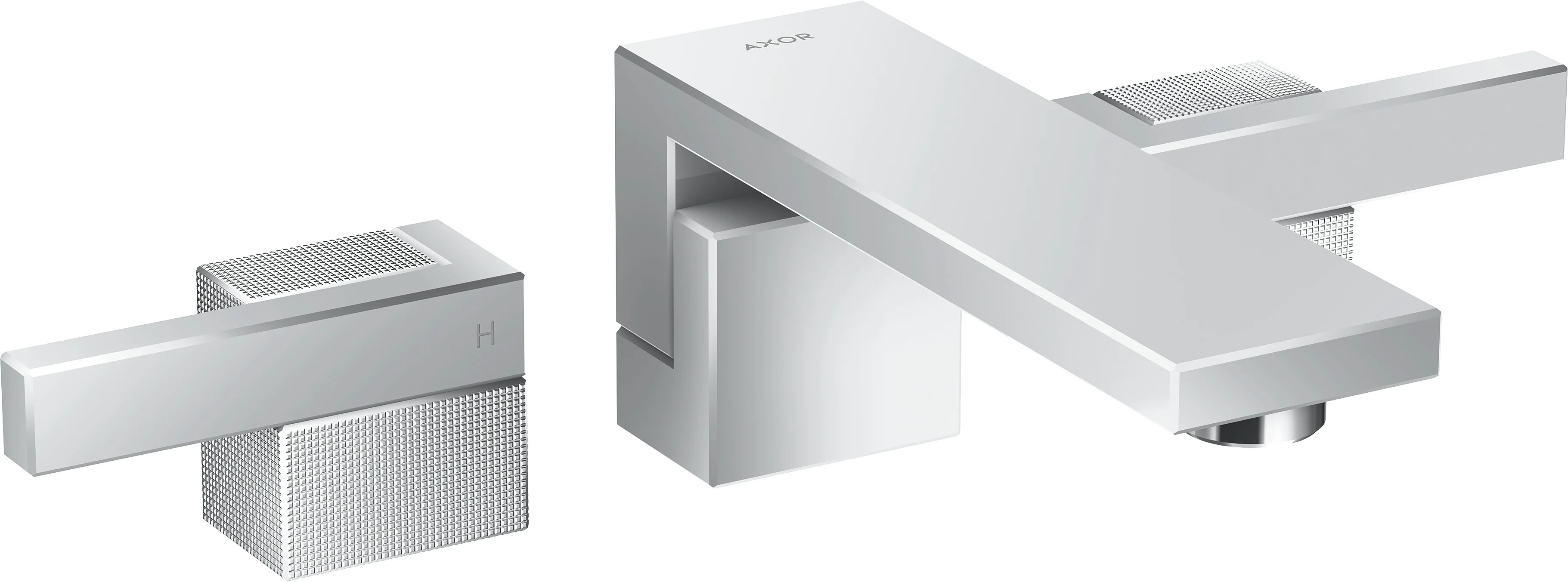 Hansgrohe AXOR Edge 3-Loch Waschtischarmatur Wandmontage Diamantschliff Chrom, Ausladung 190 mm, Hebelgriff, Normalstrahl, max. Durchfluss 5 l/min