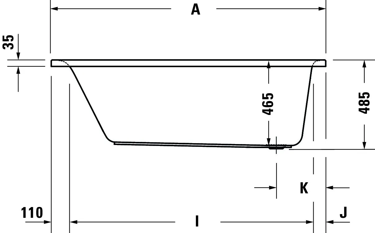 Duravit Whirlwanne „D-Neo“ rechteck 170 × 75 cm, Fußablauf