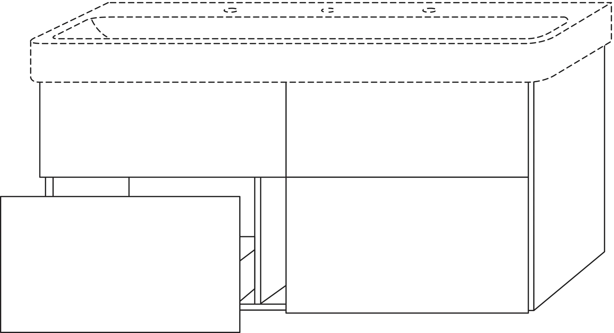 Waschtischunterbau mit Auszügen 3way (UP786) 593x1150x437 Graphit-Matt