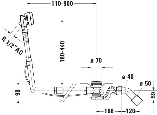Duravit Ab- und Überlaufgarnitur für Badewannen mit Zulauf Modell 792211