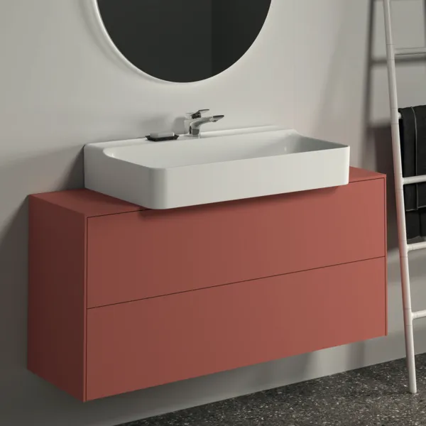 Ideal Standard Waschtischunterschrank Conca, 2 Auszüge, mittiger Ausschnitt, 1202x373x550 mm, Sunset matt
