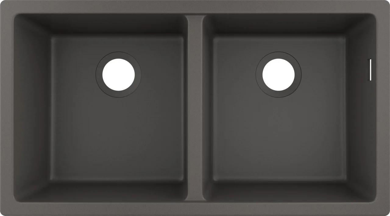 Hansgrohe Unterbauspüle S51, Steingrau, 370x370 mm, 2 Hauptbecken, Beckentiefe 190 mm