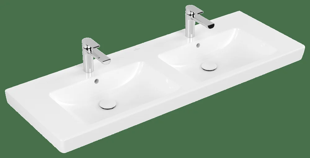 Villeroy & Boch Schrank-Doppelwaschtisch Subway 2.0 7175D0 1300x470mm Rechteck 2HL Weiß Alpin