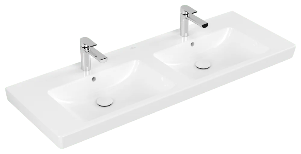 Villeroy & Boch Schrank-Doppelwaschtisch Subway 2.0, weiß Alpin, 1300 x 470 x 150 mm, mit Überlauf