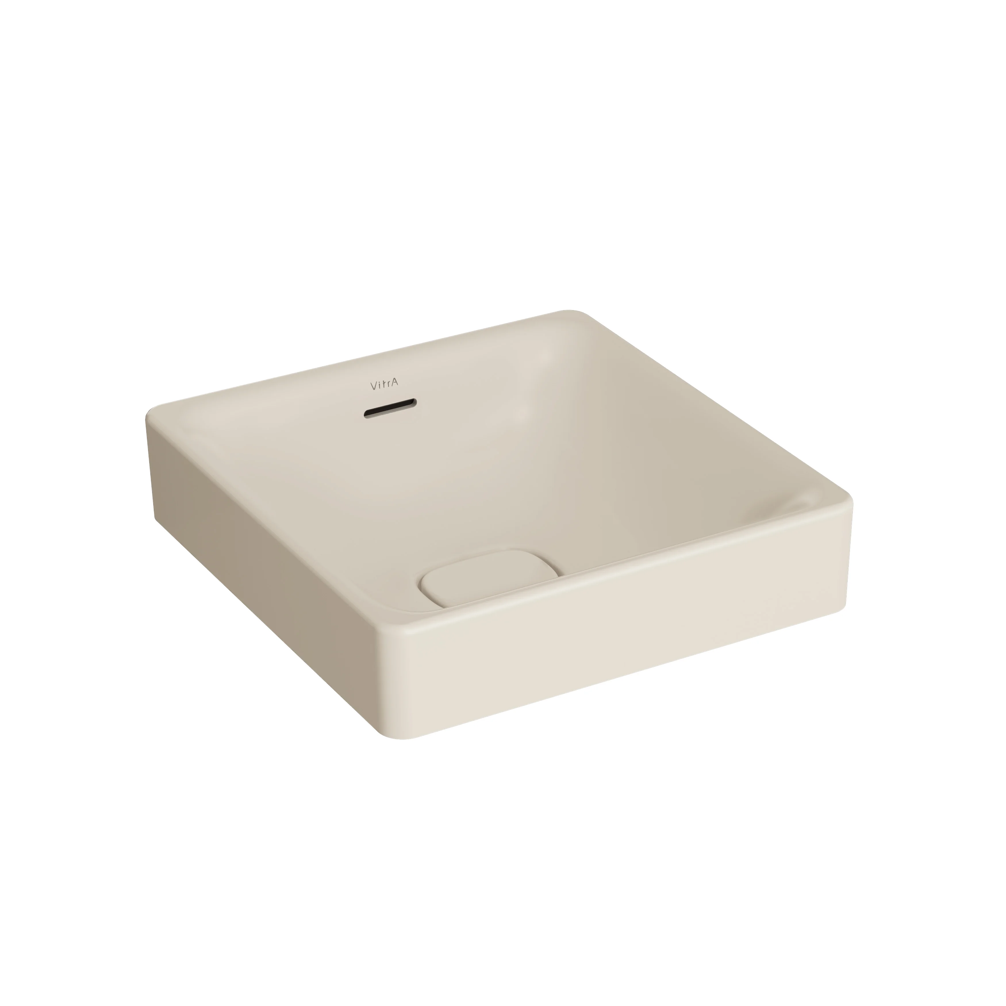 New Metropole Aufsatzschale freistehend quadratisch 40 cm mit Überlaufschlitz Sandbeige Matt mit Oberflächenveredelung Clean