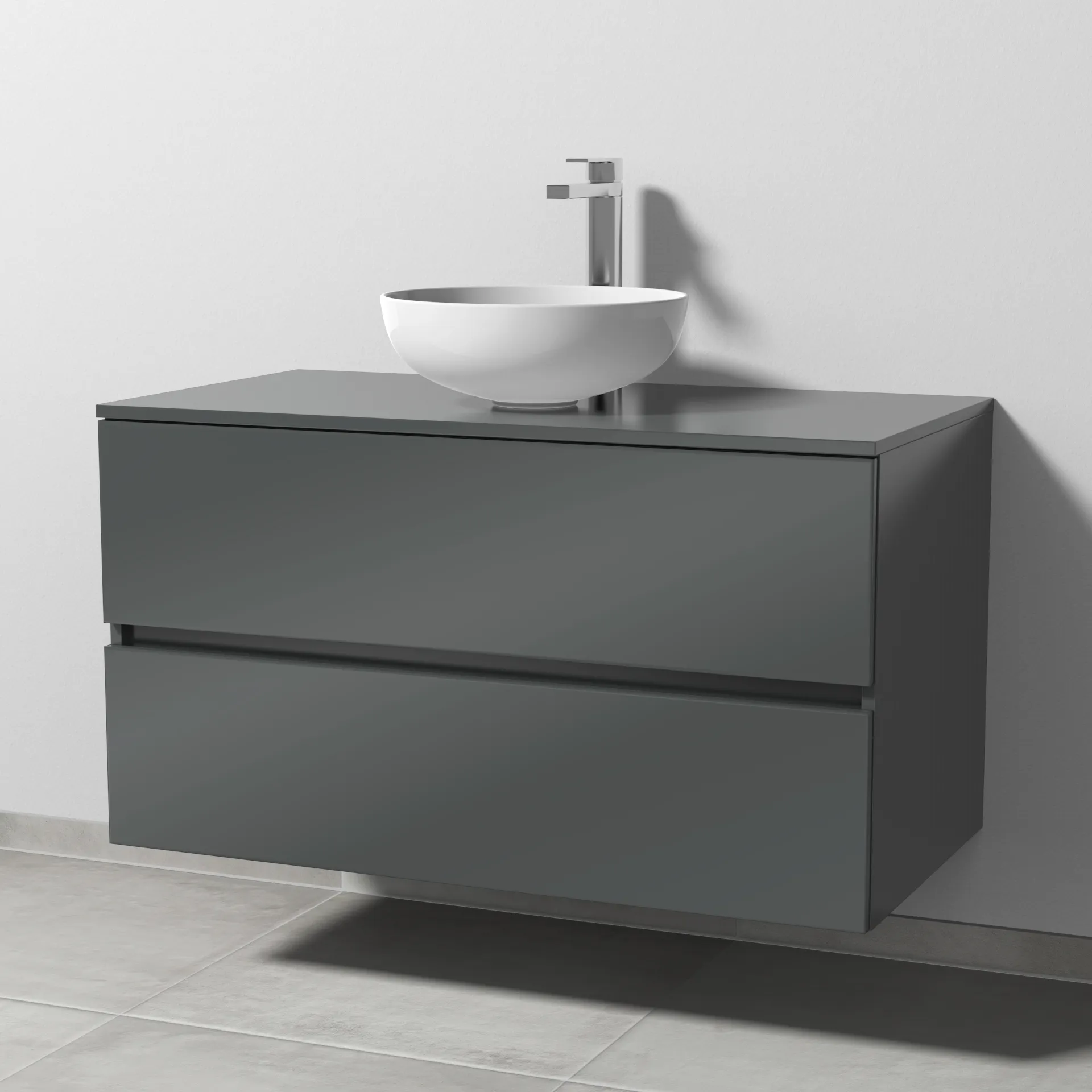 Sanipa Waschtischunterschrank „Solo One“ 1000 × 561 × 520 mm in Anthrazit (glanz), mit Hahnlochbohrung, Becken mittig Sanipa Waschtischunterschrank „Solo One“ 1000 × 561 × 520 mm in Anthrazit (glanz), mit Hahnlochbohrung, Becken mittig