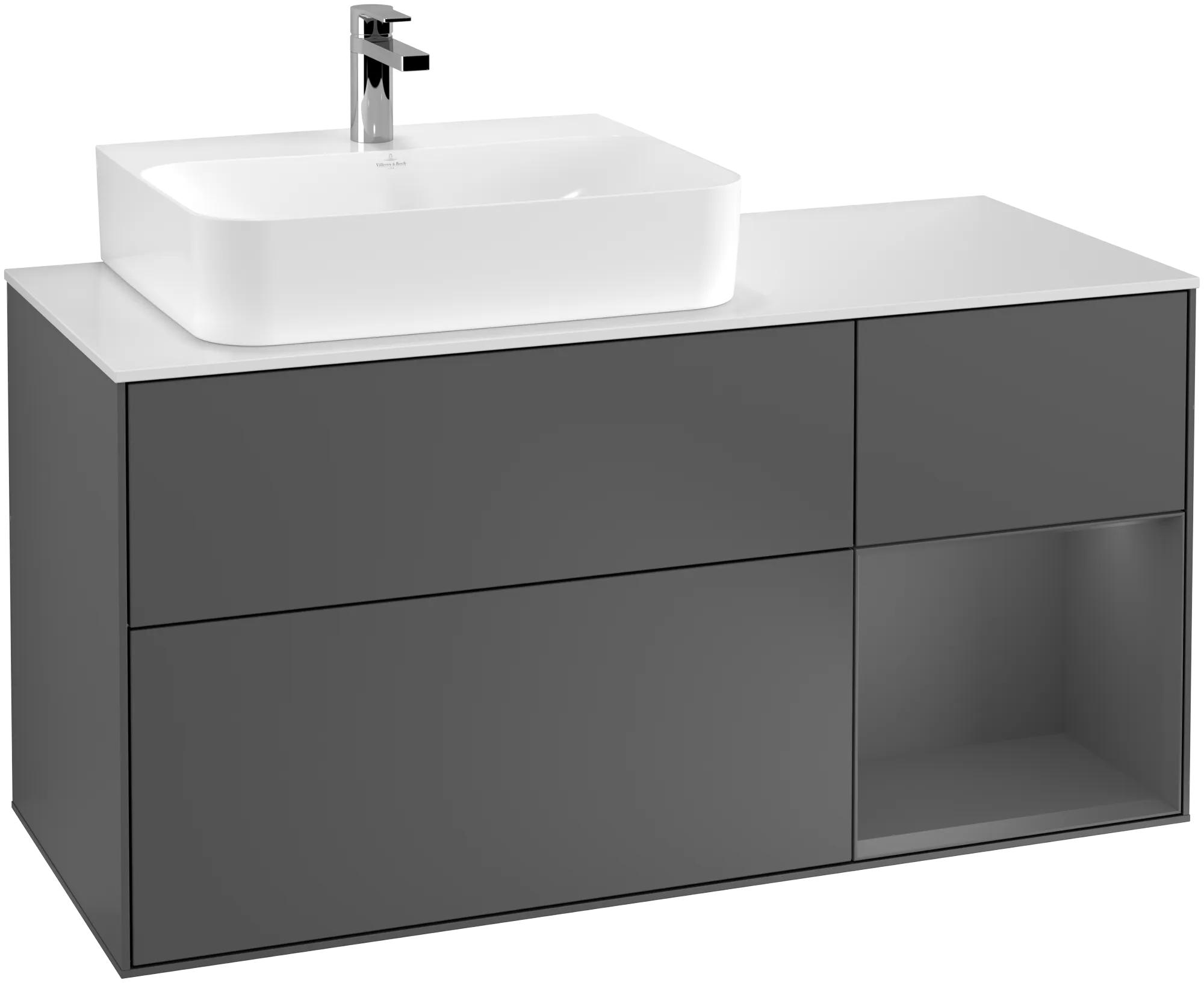 Villeroy & Boch Finion Waschbeckenunterschrank G15, anthrazit matt lackiert / glass white matt