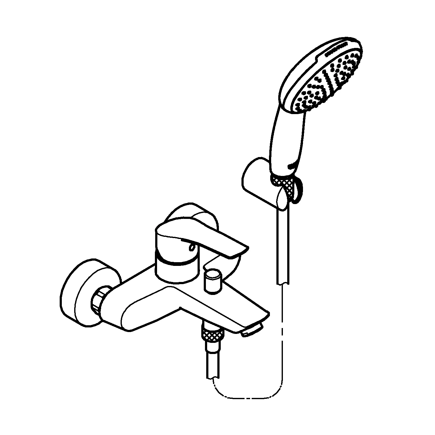 Einhand-Wannenbatterie Eurostyle Cosmopolitan 25276_3, Wandmontage, mit Tempesta 110 Wandhalterset 1 Strahlart: Rain, maximaler Durchfluss (bei 3 bar): 8.7 l/min, chrom