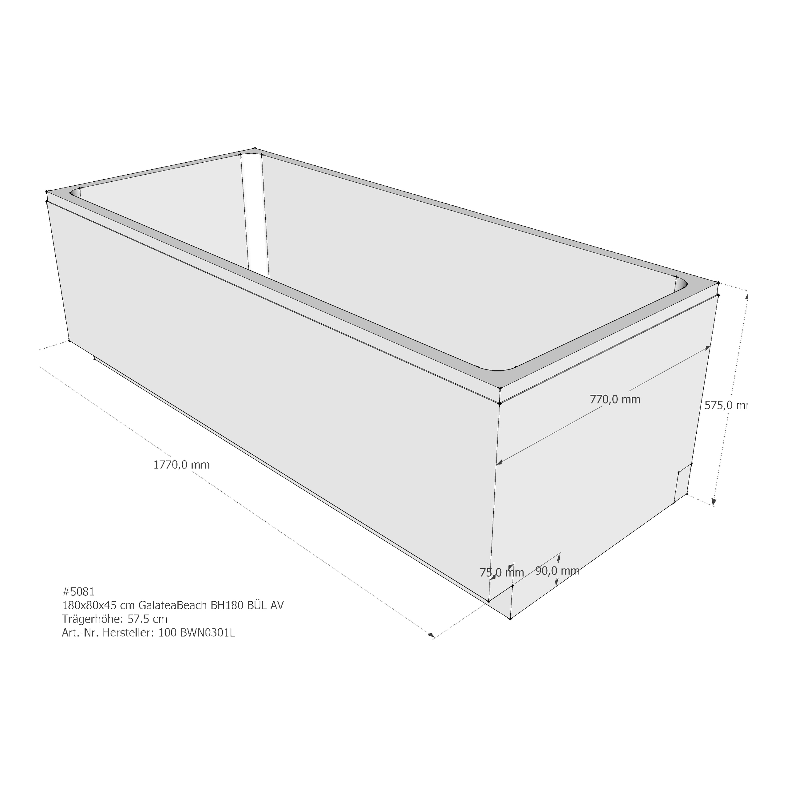 Badewannenträger für Galatea ~Beach BH 180 180 × 80 × 45 cm Badewannenträger für Galatea ~Beach BH 180 180 × 80 × 45 cm