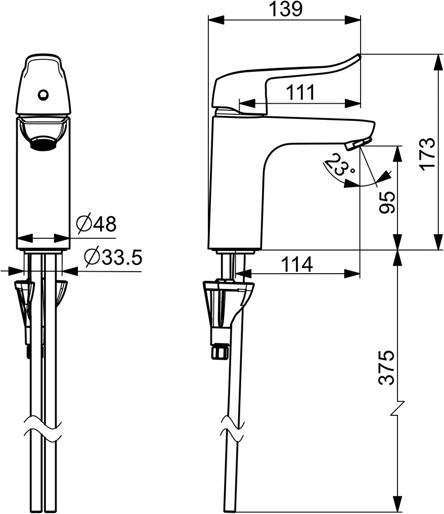 HansaCLINICA Waschtischarmatur Hansaclinica 2018 Einhebelmischer Kupferrohr Chrom DN15