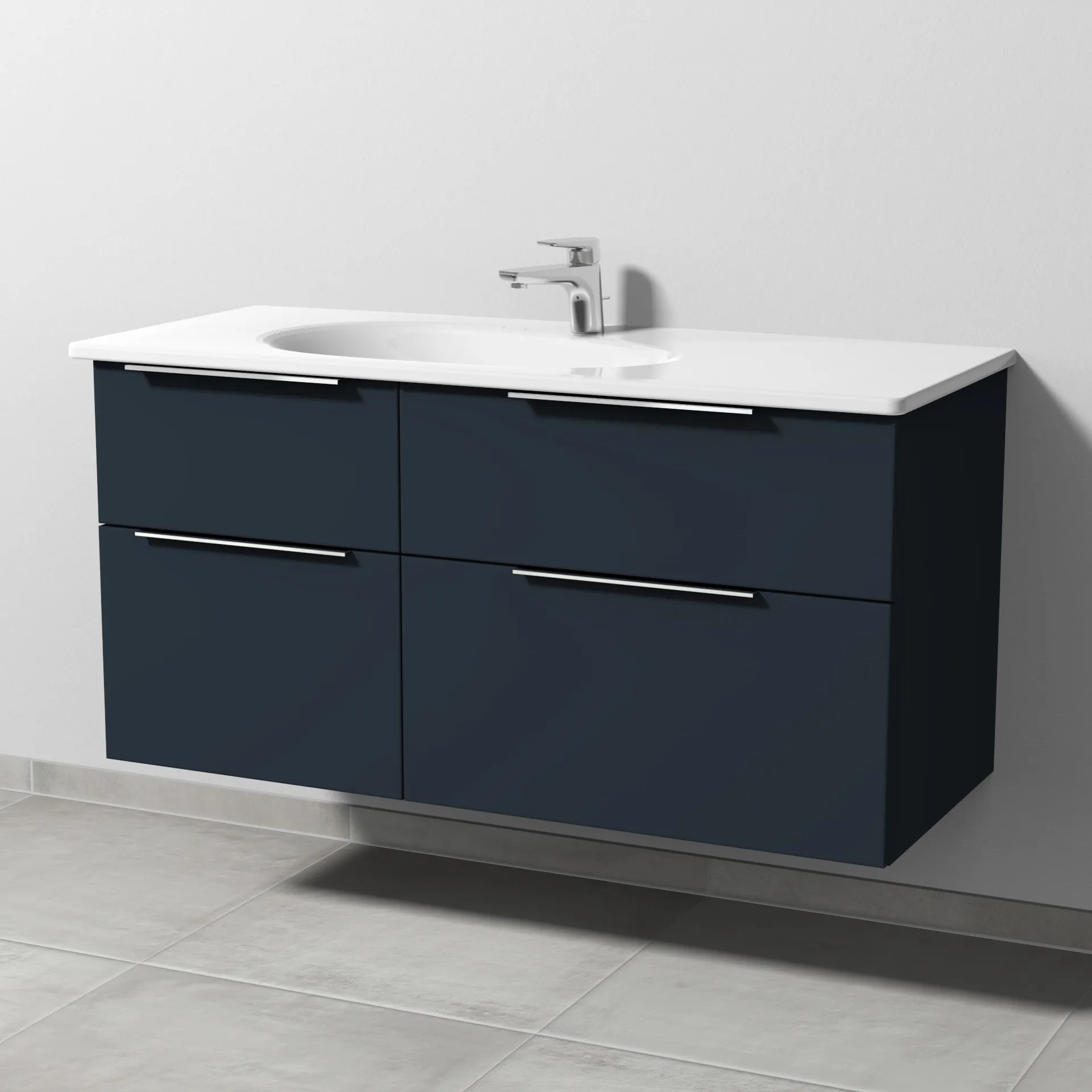Sanipa Waschtischunterschrank „3way“ passend zu Keramik-Waschtische Antao von Villeroy & Boch 1155 × 588 × 482 mm in Marine (matt)