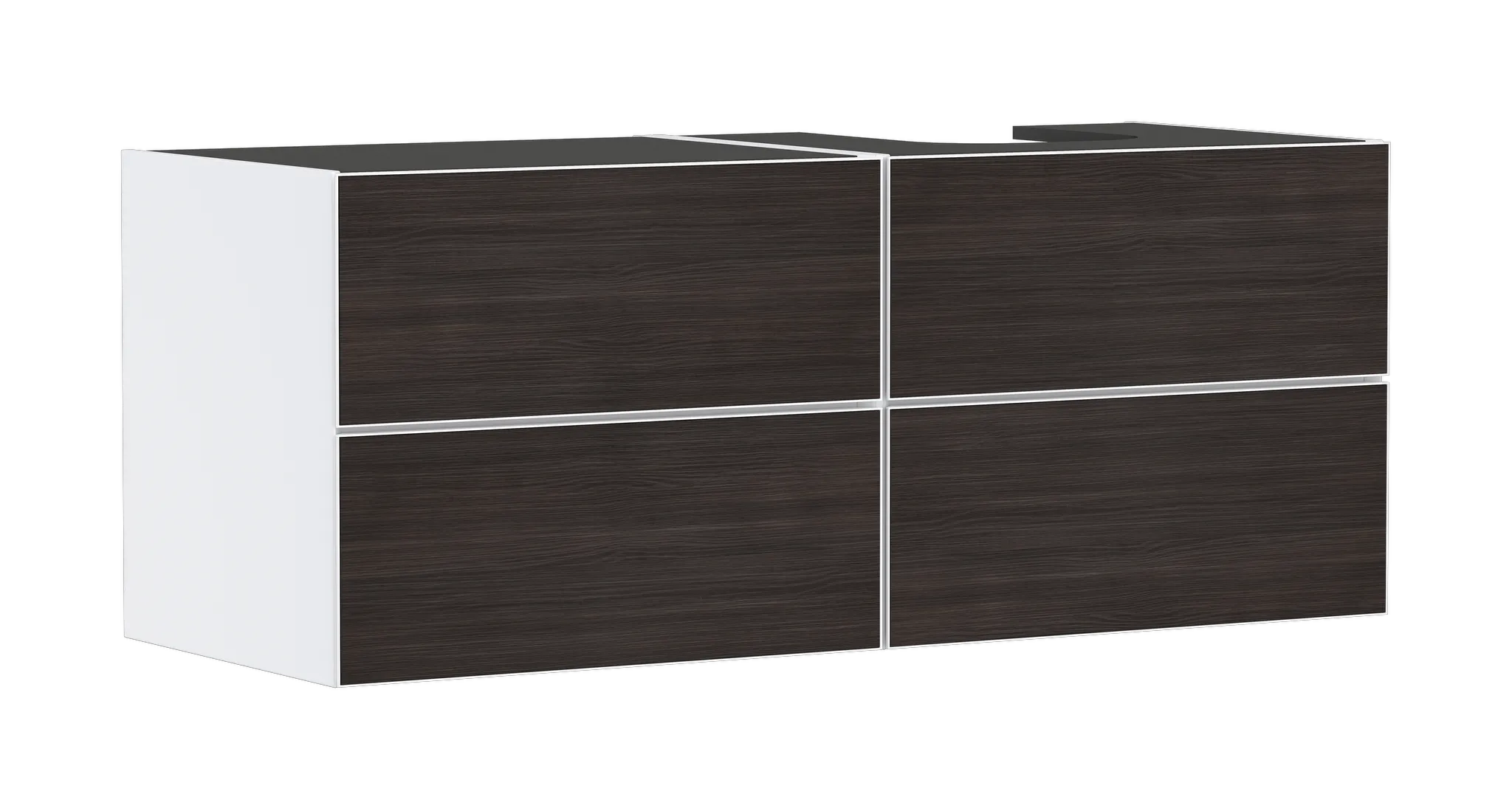 Hansgrohe Xevolos E Waschtischunterschrank Mattweiß 1370/550 mm mit 4 Schubkästen, griff- und geräuschlos, SoftClose, Wandmontage