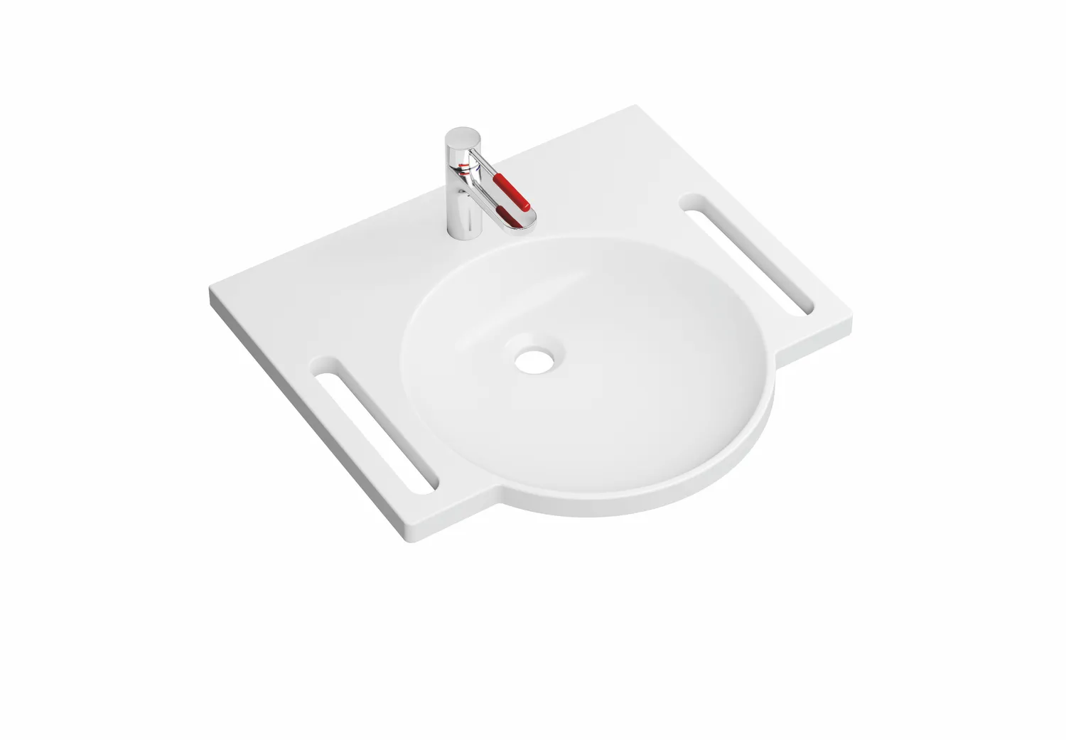 Set-Waschtisch und Armatur 60 × 55 × 10 cm in Signalweiß Set-Waschtisch und Armatur 60 × 55 × 10 cm in Signalweiß