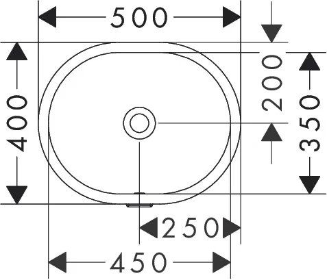 Hansgrohe Xuniva U Unterbauwaschtisch, 450x350 mm, weiß, glänzend, mit Überlauf, CL25
