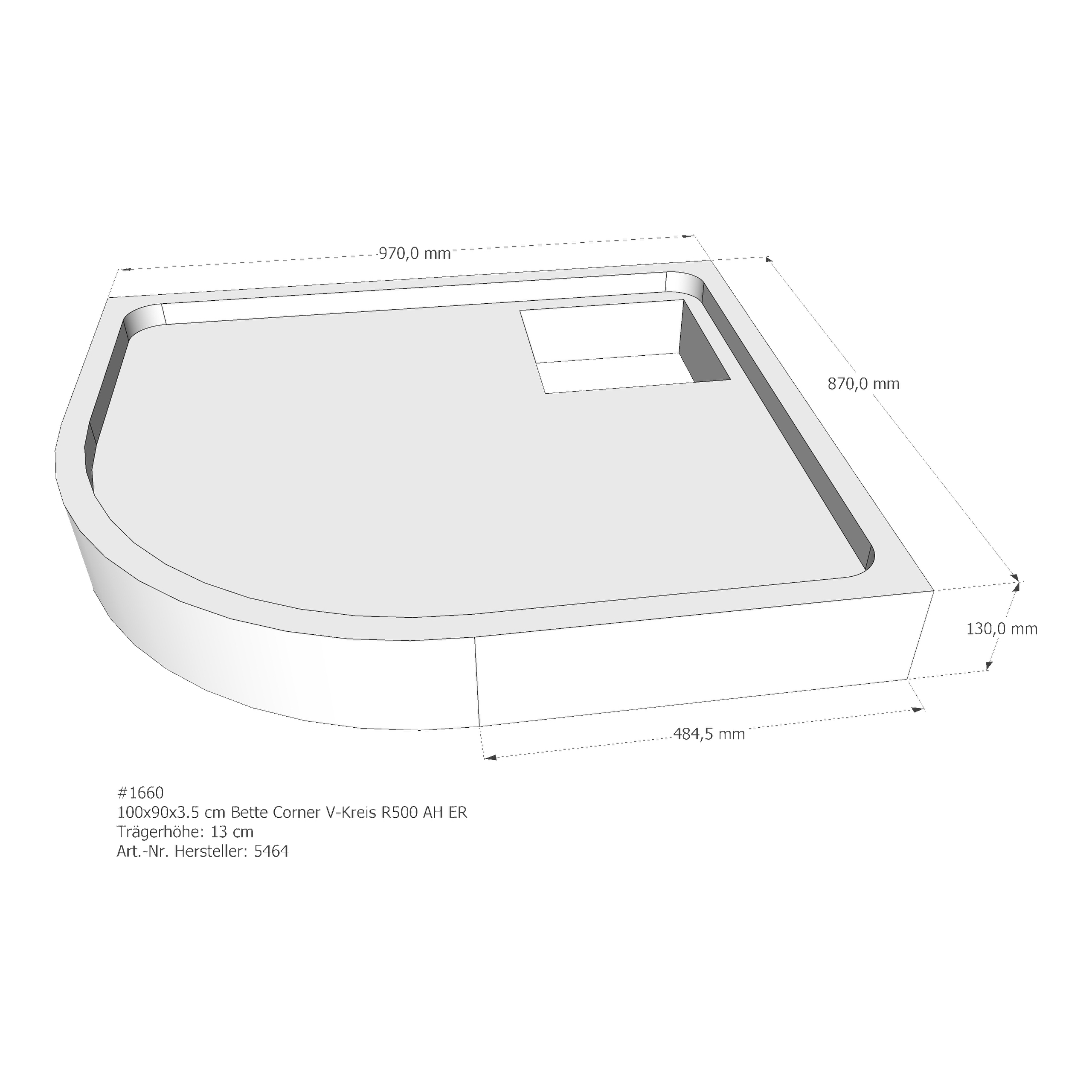 Duschwannenträger für Bette Corner 100 × 90 × 3,5 cm Breite: 90 cm / Länge: 100 cm Duschwannenträger für Bette Corner 100 × 90 × 3,5 cm Breite: 90 cm / Länge: 100 cm