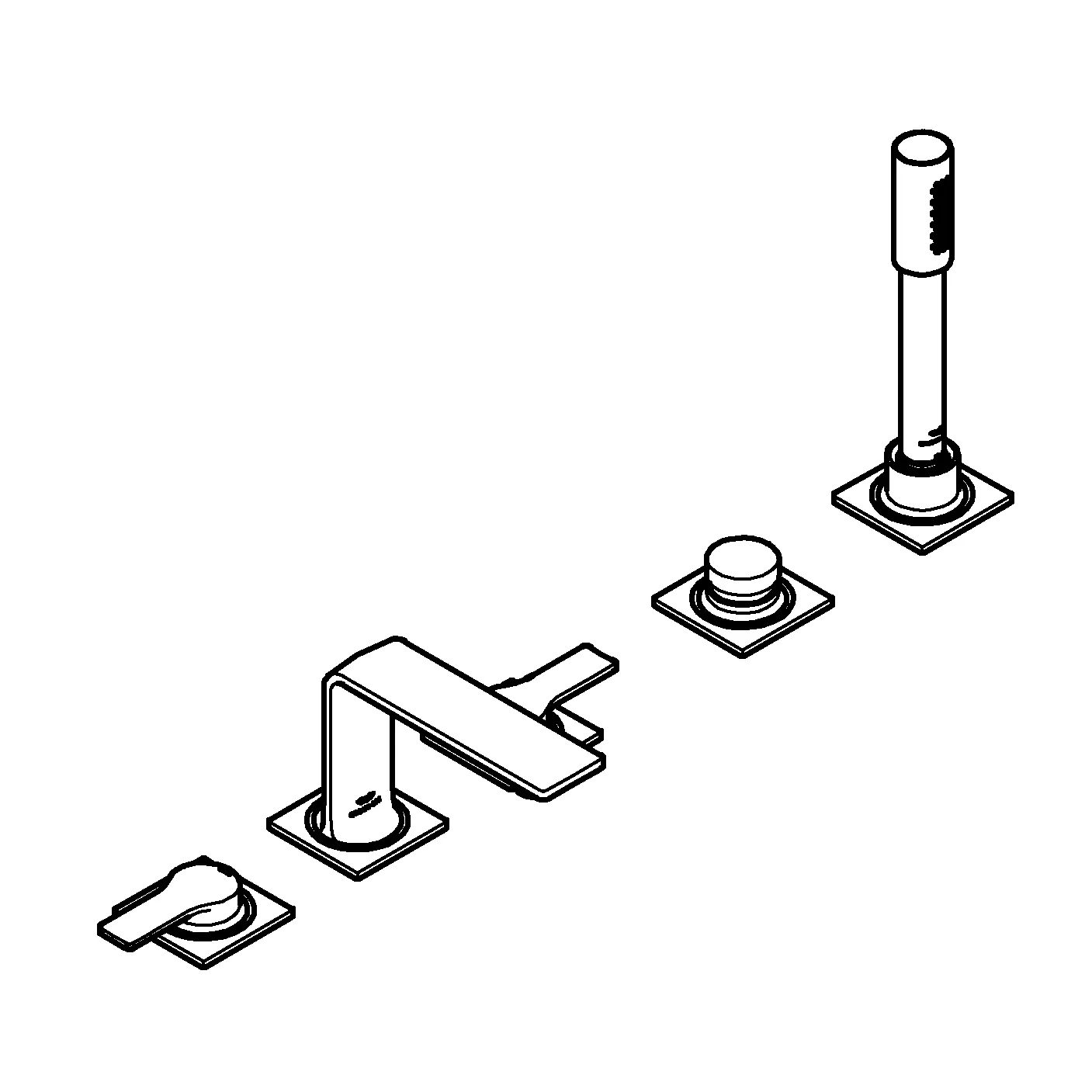 Grohe Allure 5-Loch-Wannenkombination, Hebelgriffe chrom Grohe Allure 5-Loch-Wannenkombination, Hebelgriffe chrom