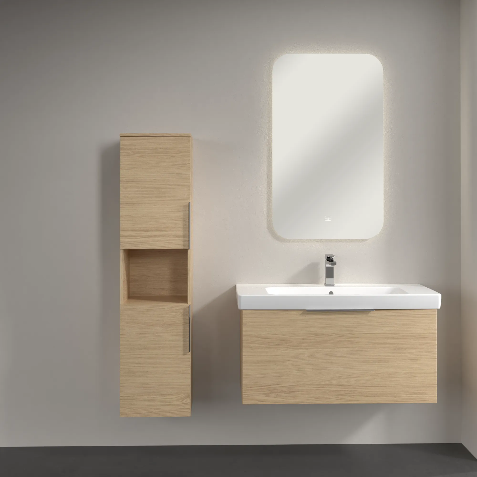 Villeroy & Boch Hochschrank Architectura B89700 Nordic Oak, 350x1400x346mm, 2 Türen, SoftClosing, Wandmontage
