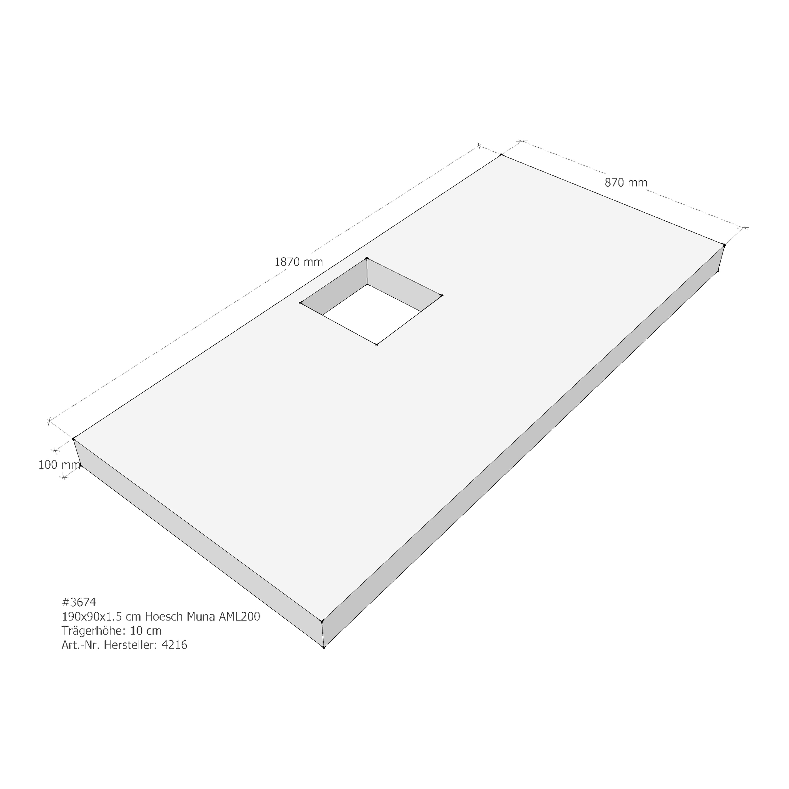 Duschwannenträger für Hoesch Muna 190 × 90 × 1,5 cm Breite: 90 cm / Länge: 190 cm Duschwannenträger für Hoesch Muna 190 × 90 × 1,5 cm Breite: 90 cm / Länge: 190 cm