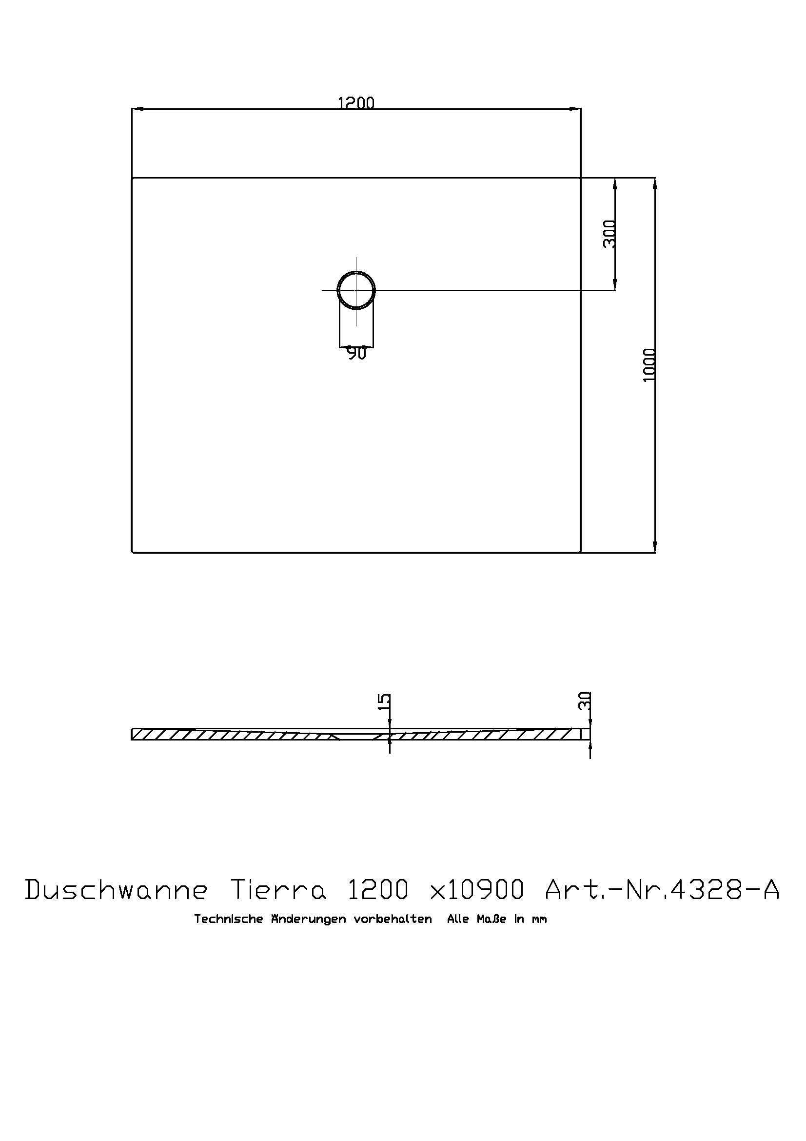 Duschwanne „Tierra“ Rechteck 120 × 100 cm in Weiß