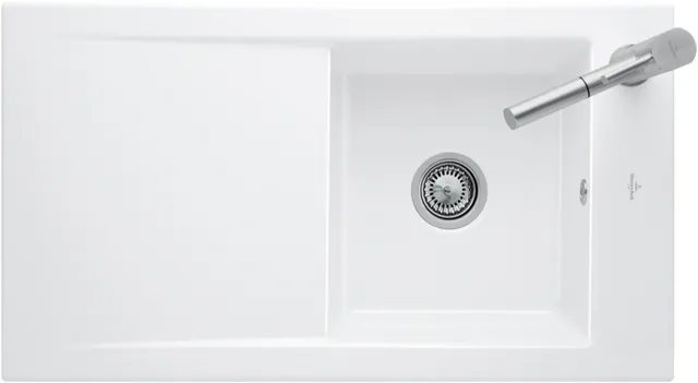Villeroy & Boch flächenbündiges Küchenspülbecken „Timeline“ 50 flat 865 × 475 × 220 mm in Ivory