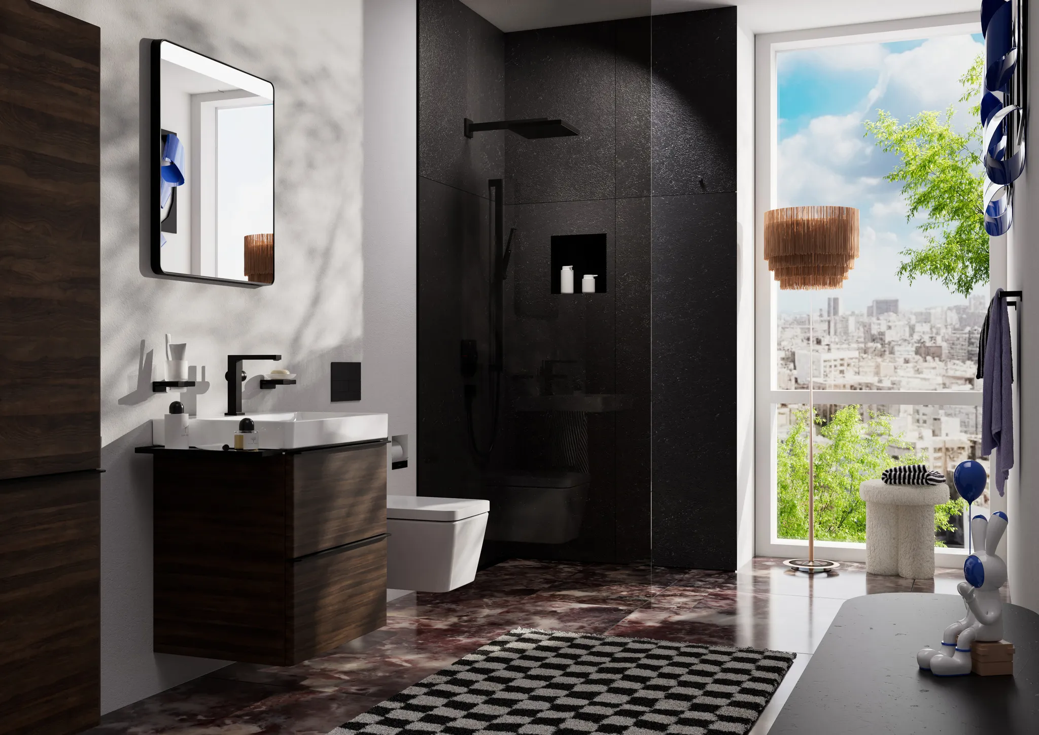 Hansgrohe Xarita Lite Q Spiegel mit horizontaler LED-Beleuchtung, Mattschwarz Hansgrohe Xarita Lite Q Spiegel mit horizontaler LED-Beleuchtung, Mattschwarz