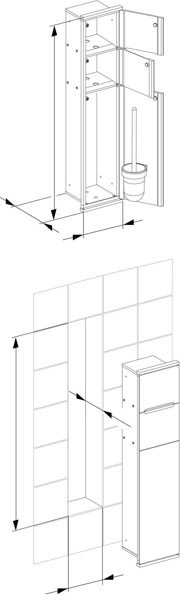 Plan Integral Modul WC 1 Anschlag links 176 x 775 x 143 mm verchromt/Aluminium silber