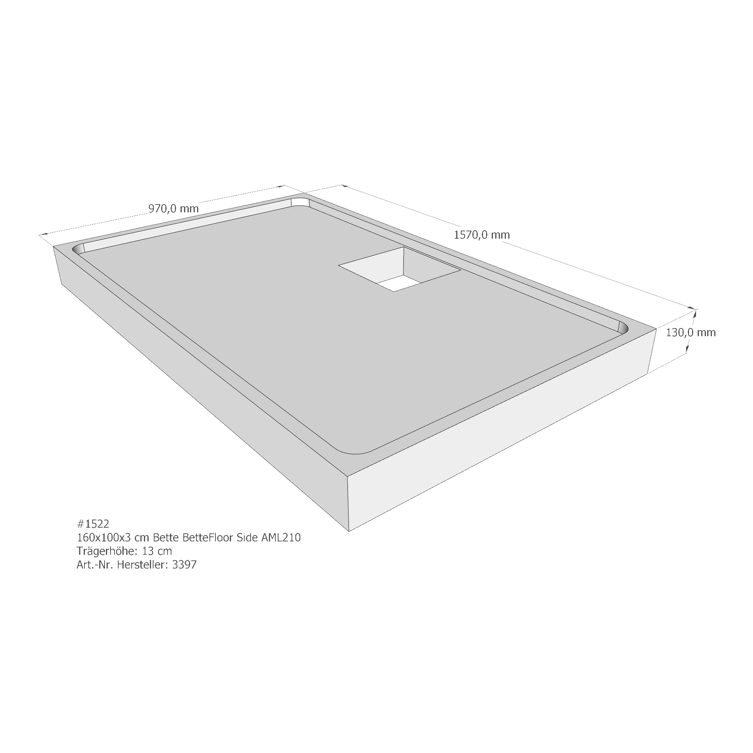 Duschwannenträger für Bette Floor Side 160 × 100 × 3 cm Breite: 100 cm / Länge: 160 cm Duschwannenträger für Bette Floor Side 160 × 100 × 3 cm Breite: 100 cm / Länge: 160 cm