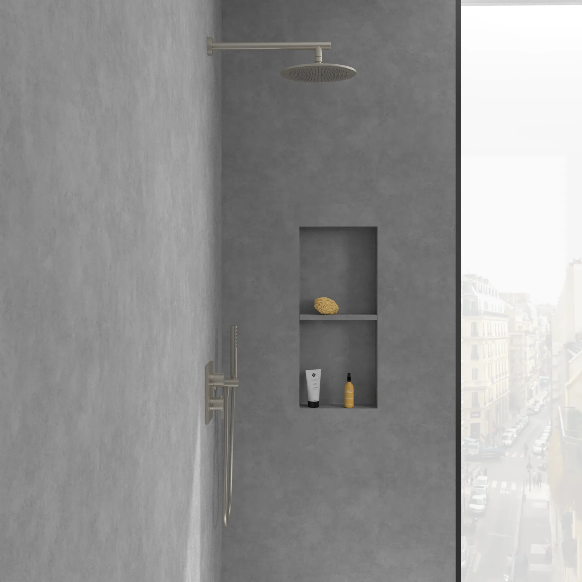 Villeroy & Boch Conum Unterputz-Thermostat, Brushed Nickel Matt, 190 mm Höhe, 150 x 45 x 190 mm, Laminarstrahl Villeroy & Boch Conum Unterputz-Thermostat, Brushed Nickel Matt, 190 mm Höhe, 150 x 45 x 190 mm, Laminarstrahl