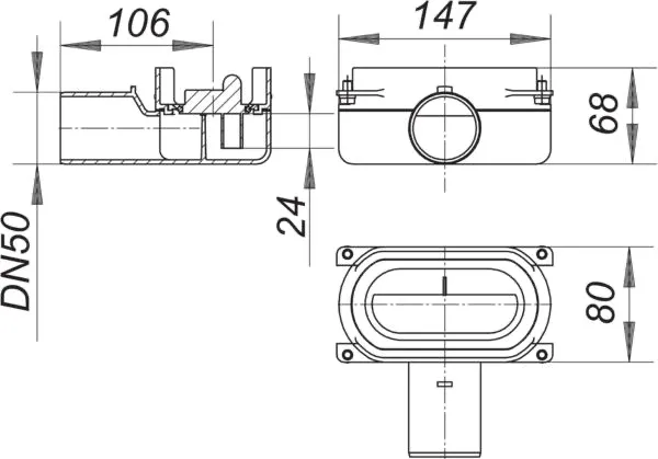 Ablaufgehäuse CeraLine Nano, DN 50