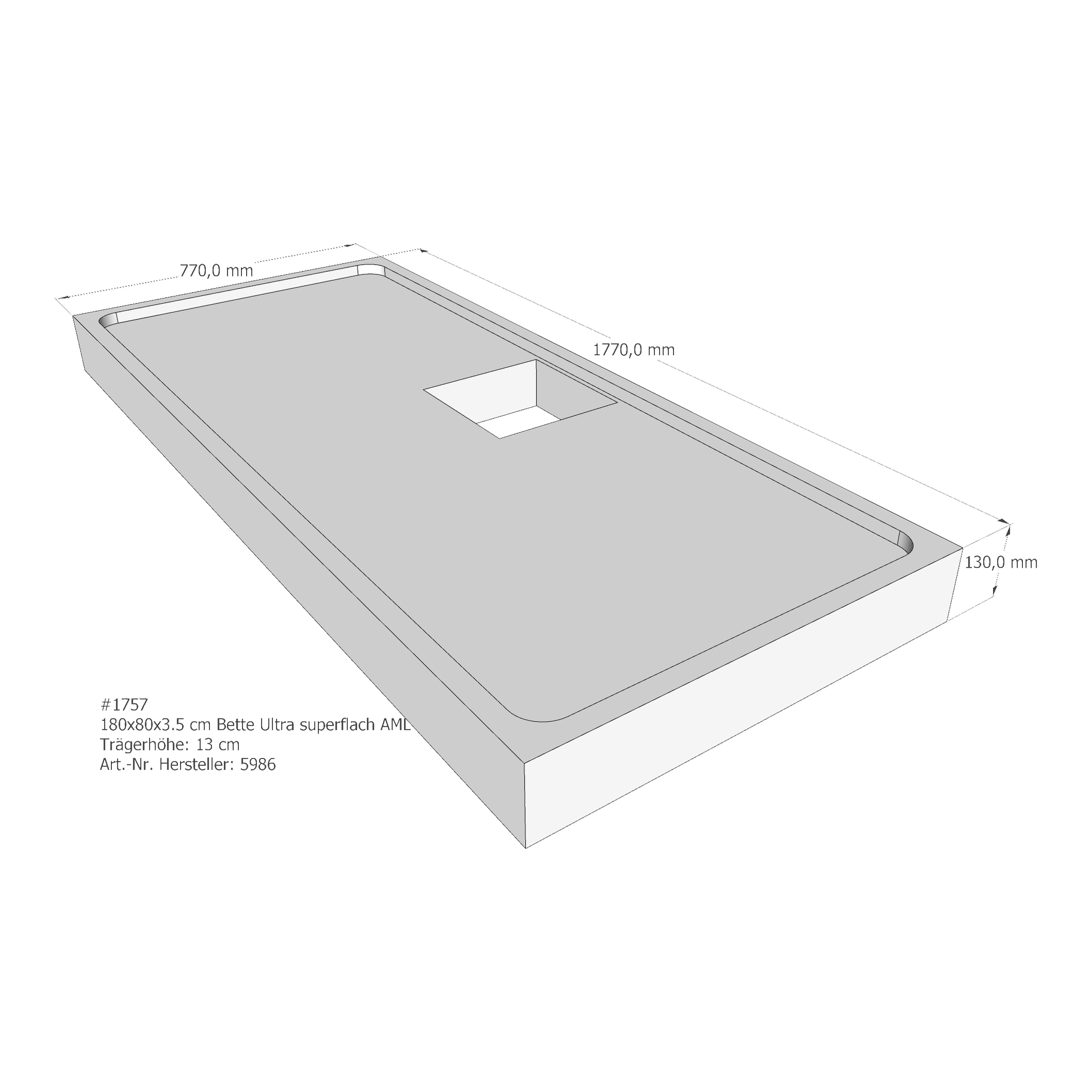 Duschwannenträger für Bette Ultra (superflach) 180 × 80 × 3,5 cm
