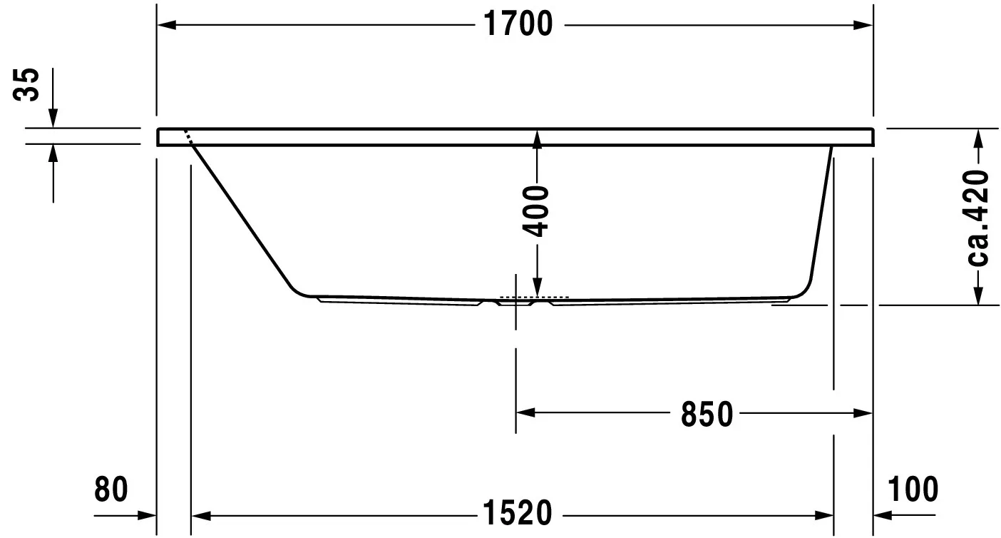 Duravit Badewanne „D-Code“ rechteck 170 × 75 cm, Mittelablauf